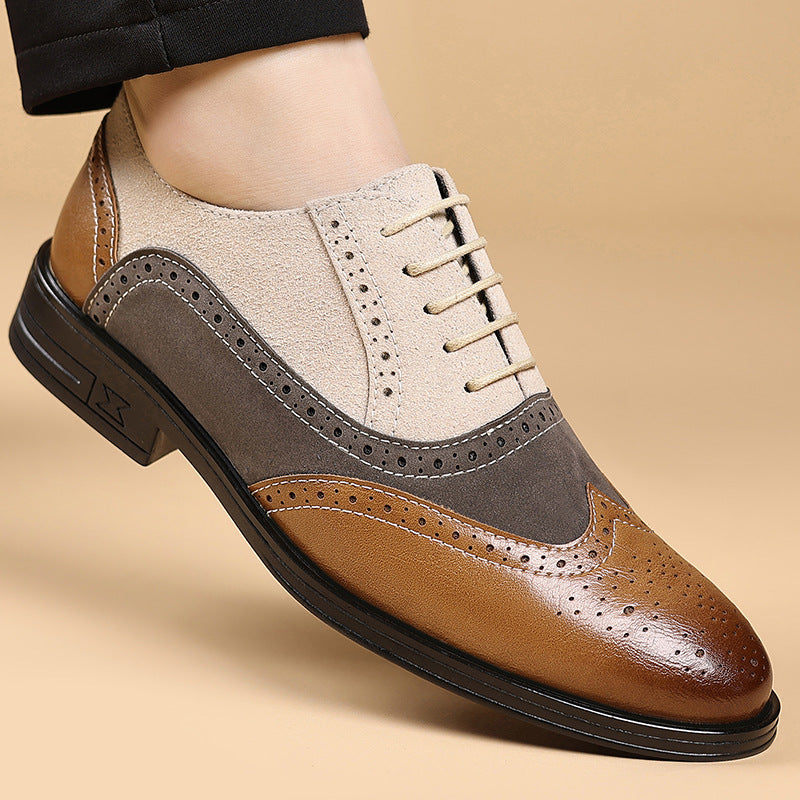 Leather and Suede Wingtip Brogue