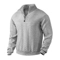 Cable Knit Quarter Zip Wool Sweater