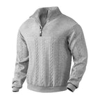 Cable Knit Quarter Zip Wool Sweater