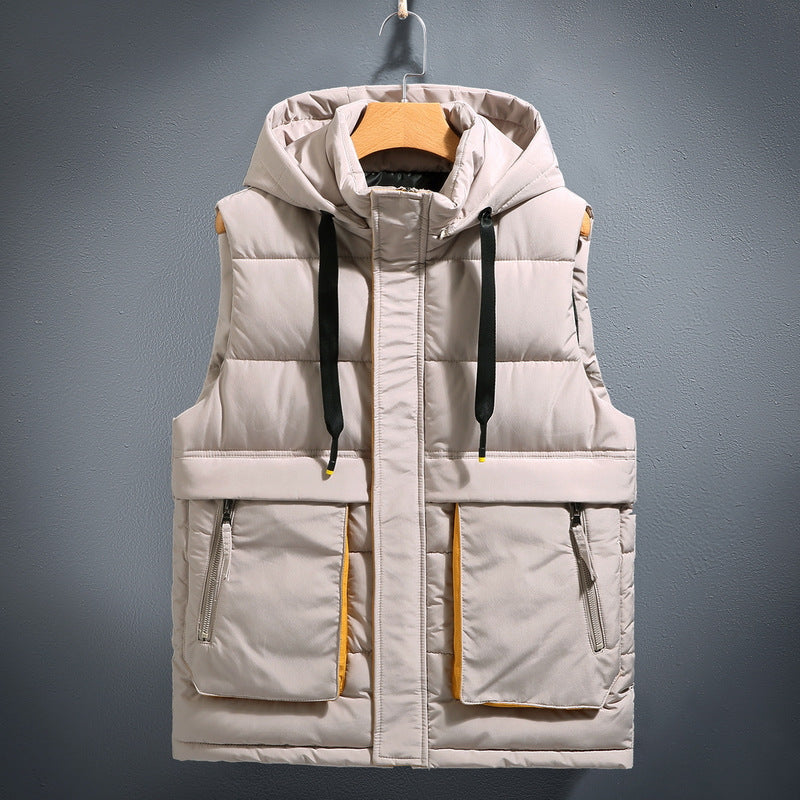 Hooded Quilted Vest with Zip Pockets