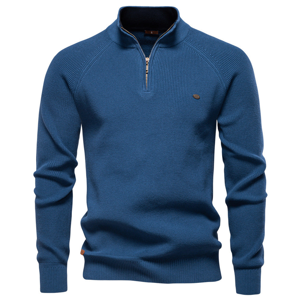 Cotton-Blend Crew Neck Sweater