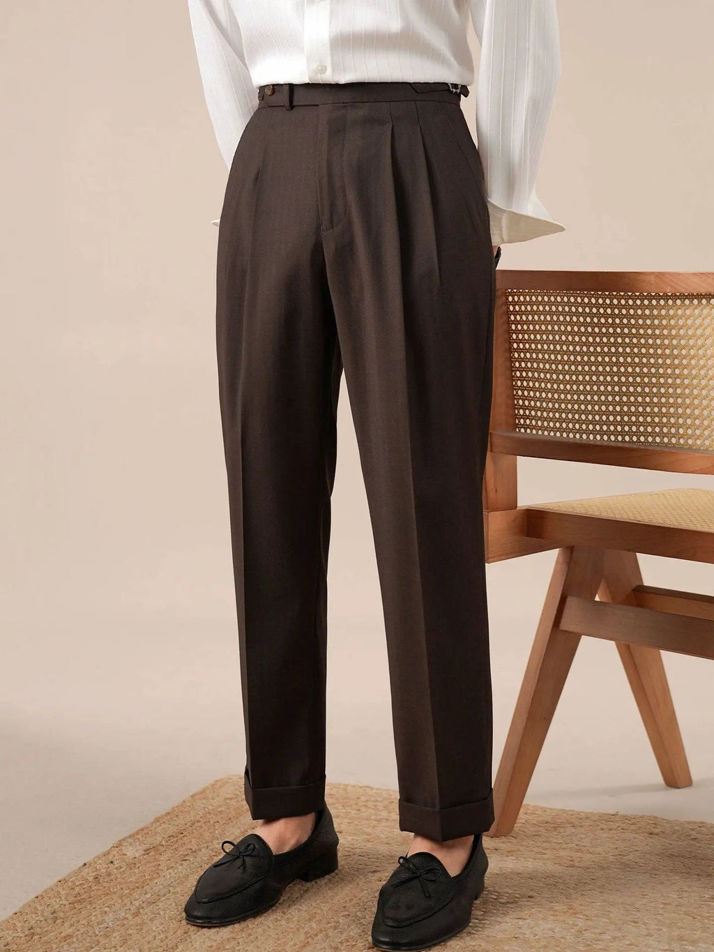 Men's High Waist Pleated Trousers