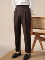 Men's High Waist Pleated Trousers