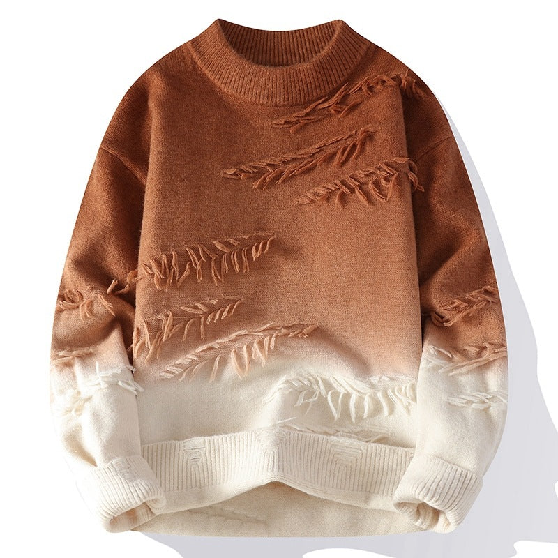 Frayed Edge Ombre Knit Sweater