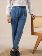 Pleated Gurkha Denim Trousers