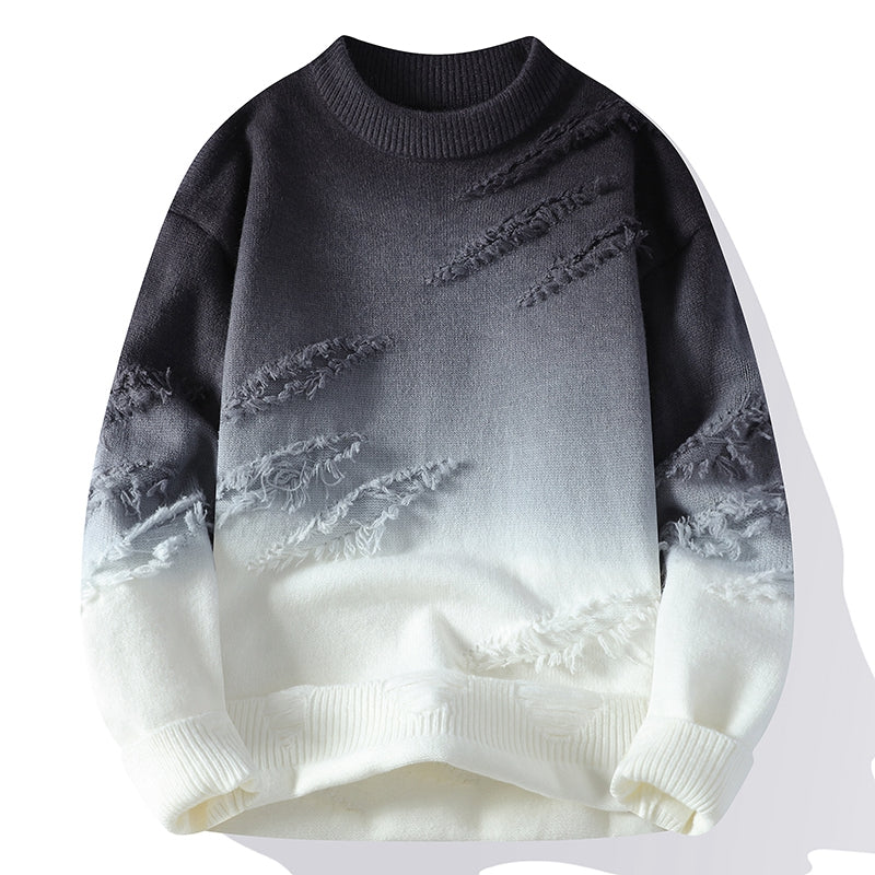 Frayed Edge Ombre Knit Sweater