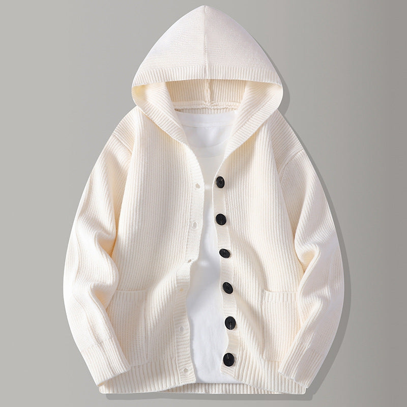 Hooded Textured Knit Cardigan