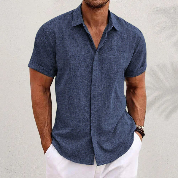 Short-Sleeve Cotton-Linen Shirt