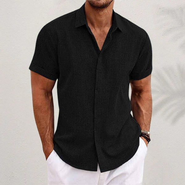 Short-Sleeve Cotton-Linen Shirt