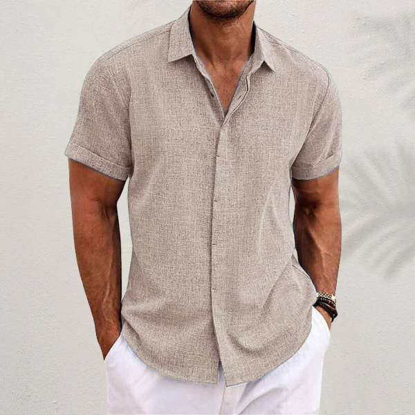 Short-Sleeve Cotton-Linen Shirt