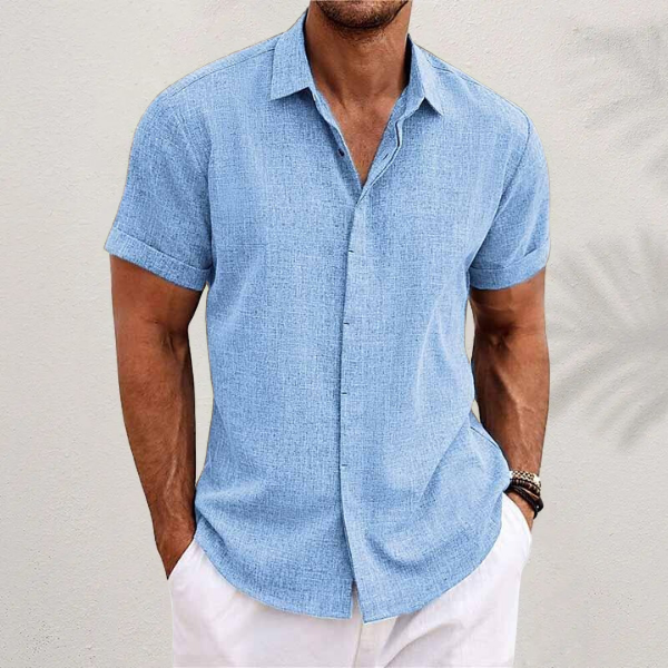 Short-Sleeve Cotton-Linen Shirt