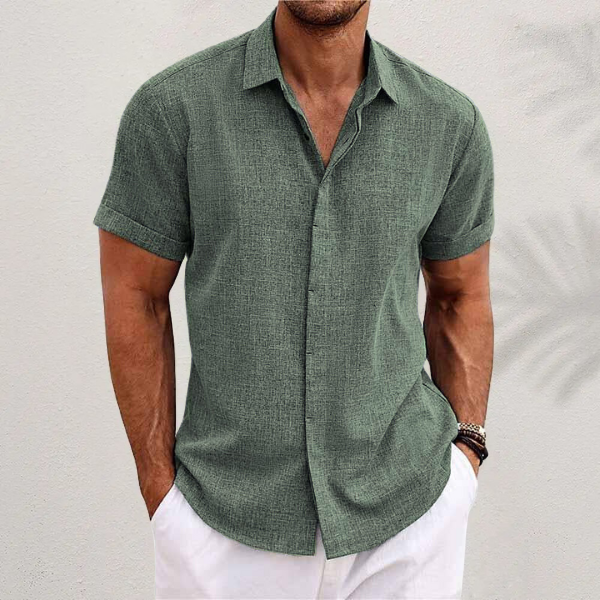 Short-Sleeve Cotton-Linen Shirt