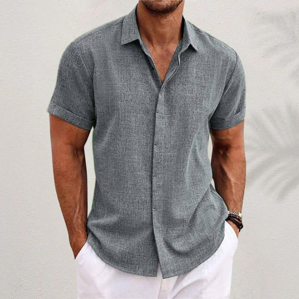 Short-Sleeve Cotton-Linen Shirt