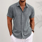 Short-Sleeve Cotton-Linen Shirt