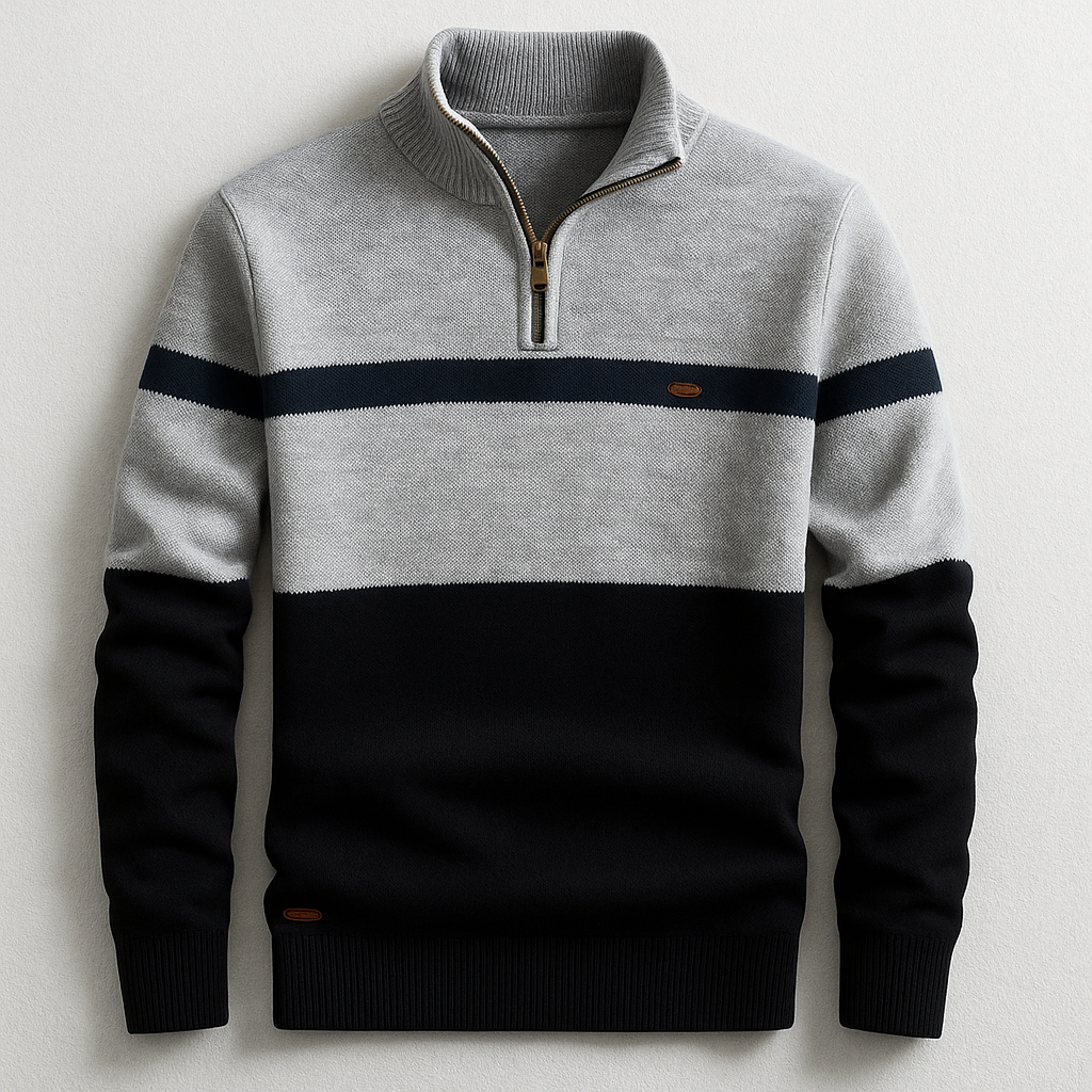 Striped Full-Zip Knit Cardigan