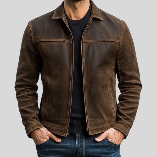 Slim-Fit Zip Biker Leather Jacket