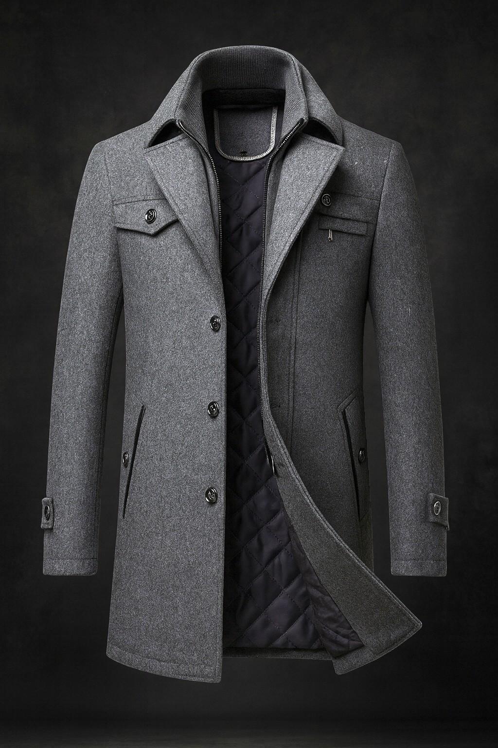 Textured Collar Lined Winter Coat