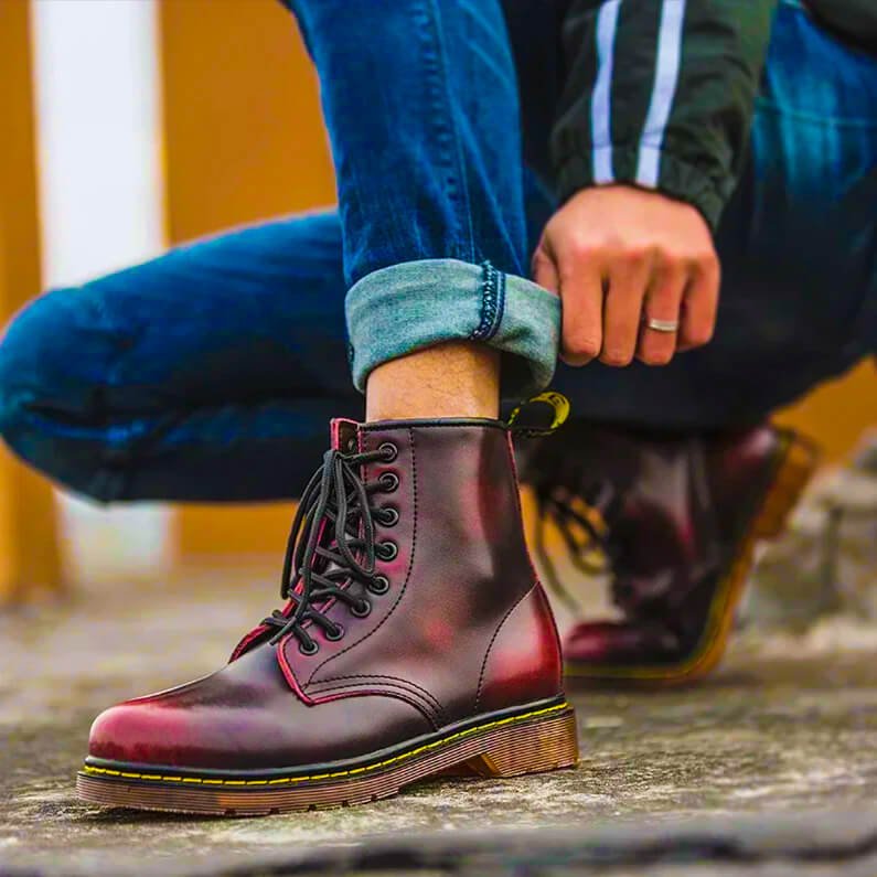 Ombre Leather Lace-Up Boots