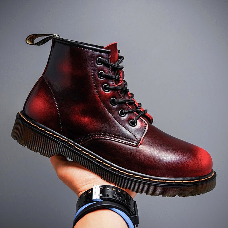 Ombre Leather Lace-Up Boots