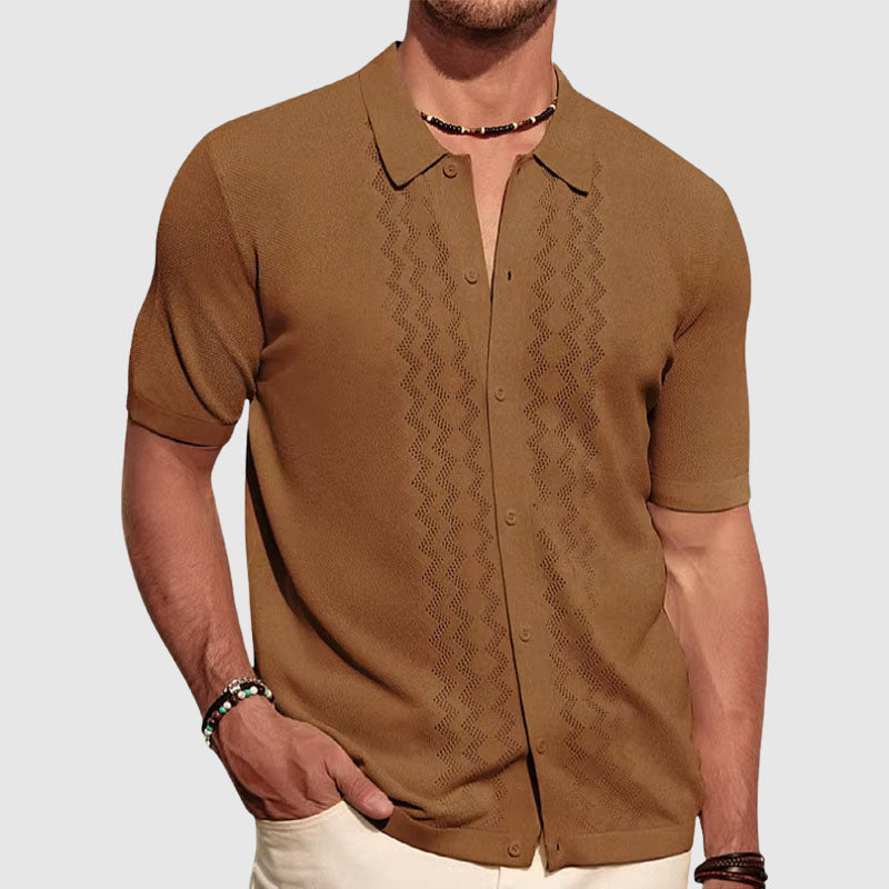 Fine-Knit Short-Sleeve Shirt