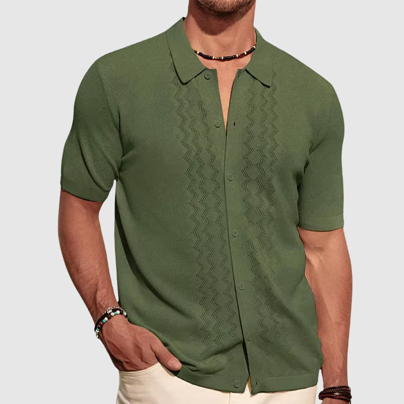 Fine-Knit Short-Sleeve Shirt