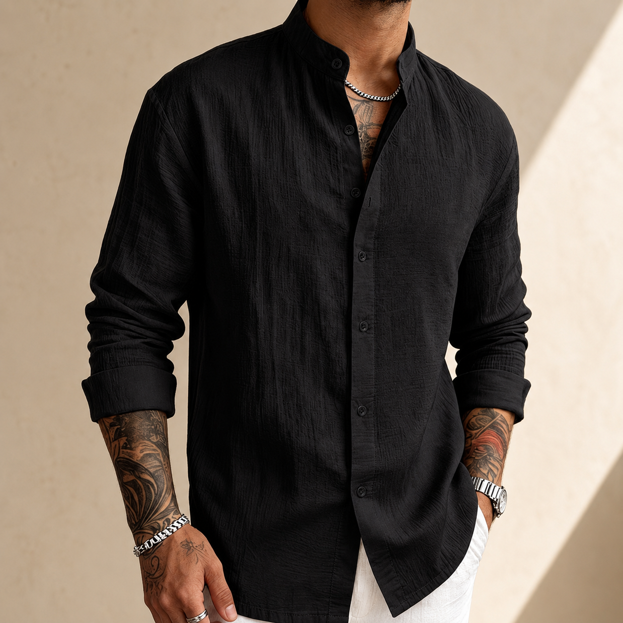 Dry-Weave Linen Button-Up Shirt