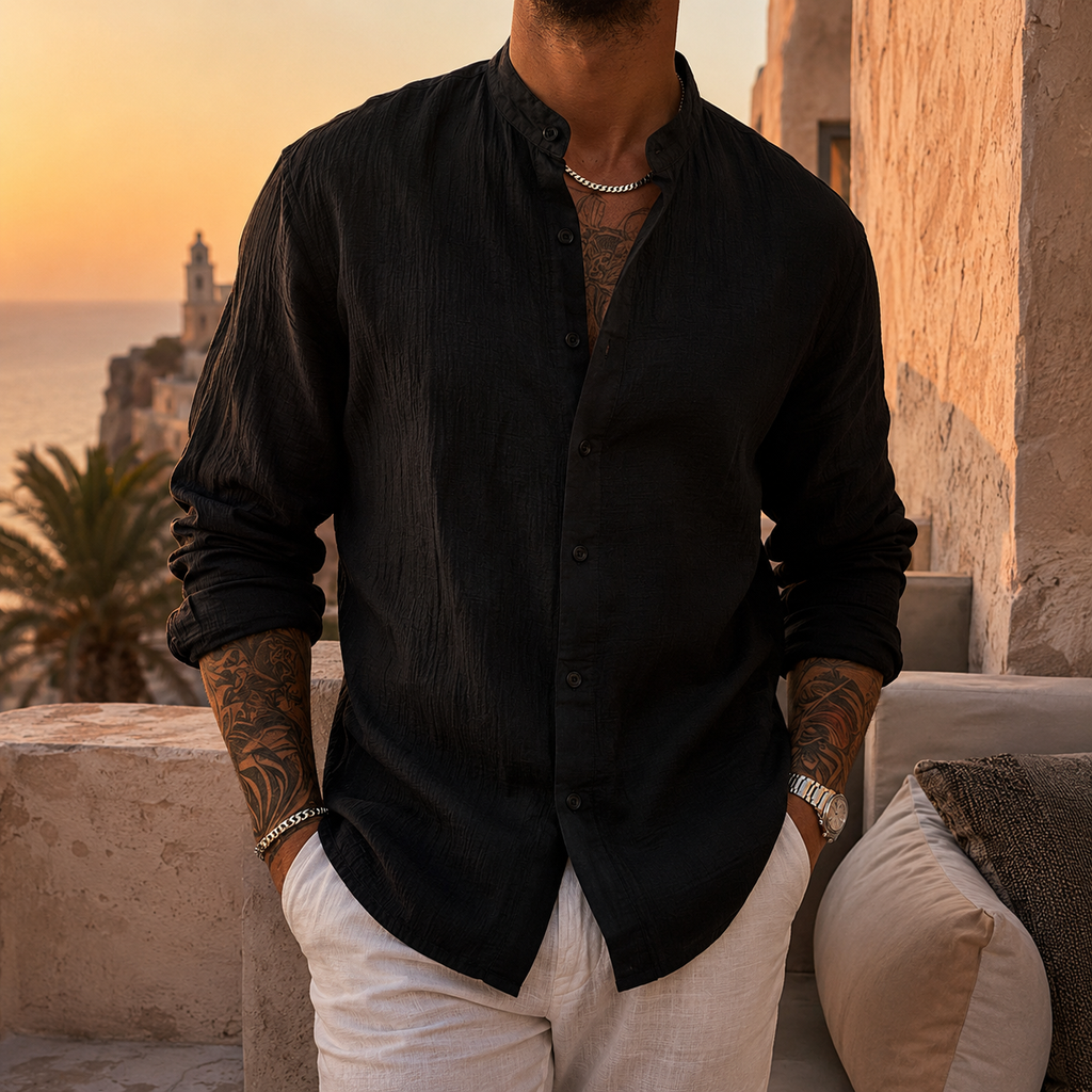 Dry-Weave Linen Button-Up Shirt