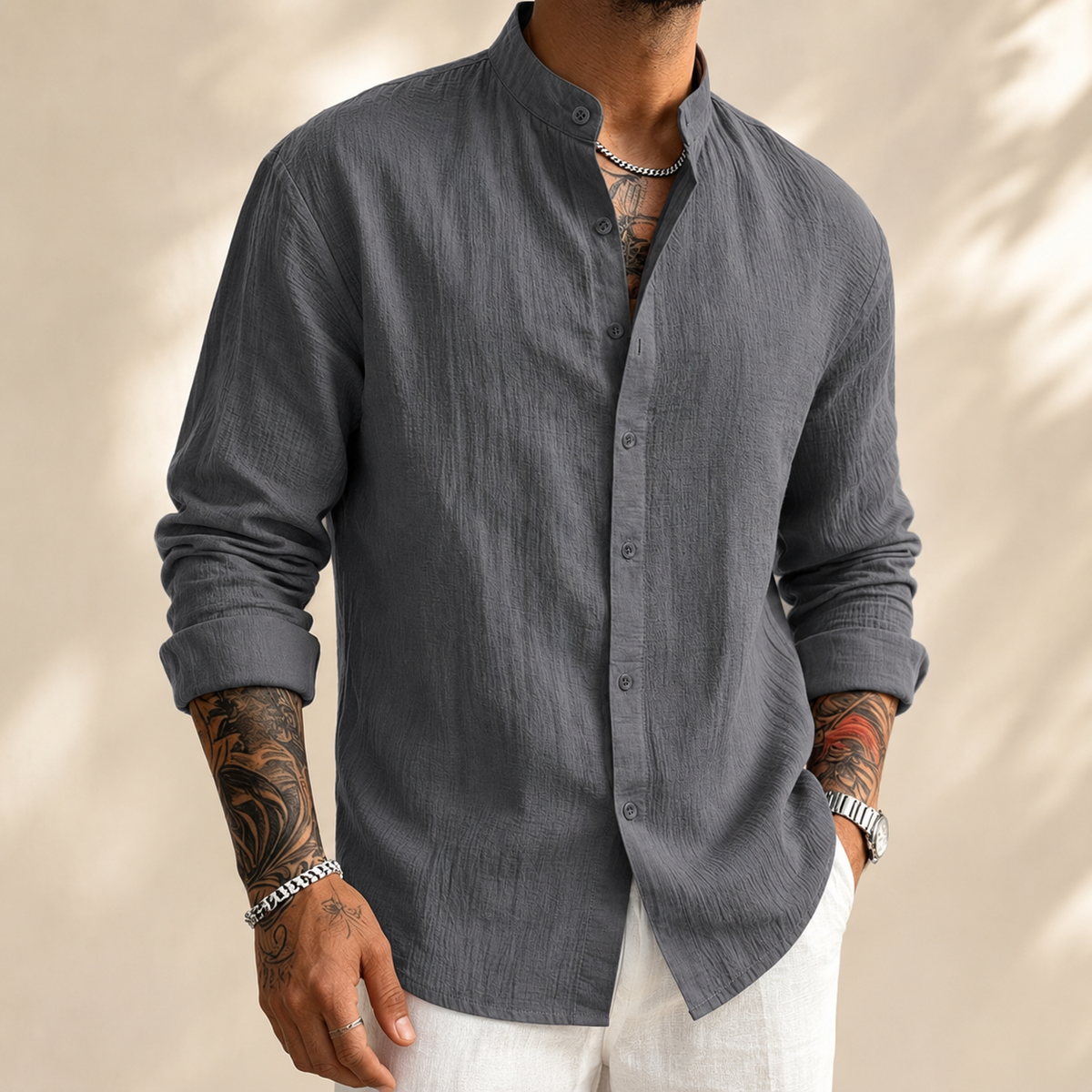 Dry-Weave Linen Button-Up Shirt