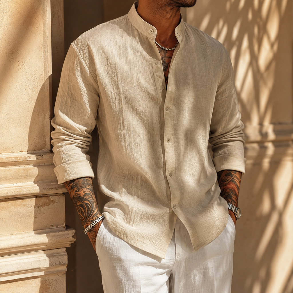 Dry-Weave Linen Button-Up Shirt