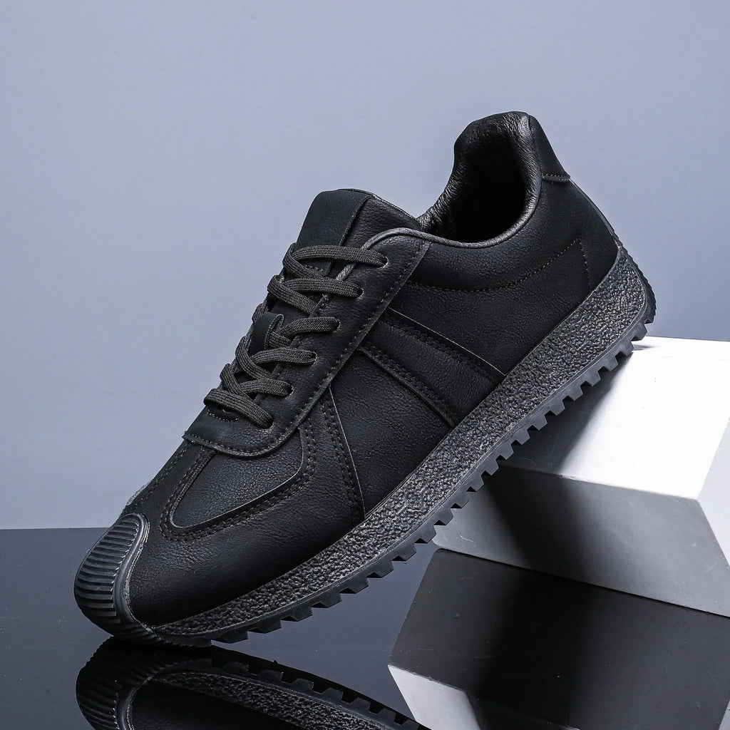 Retro Panel-Stitch Leather Sneakers