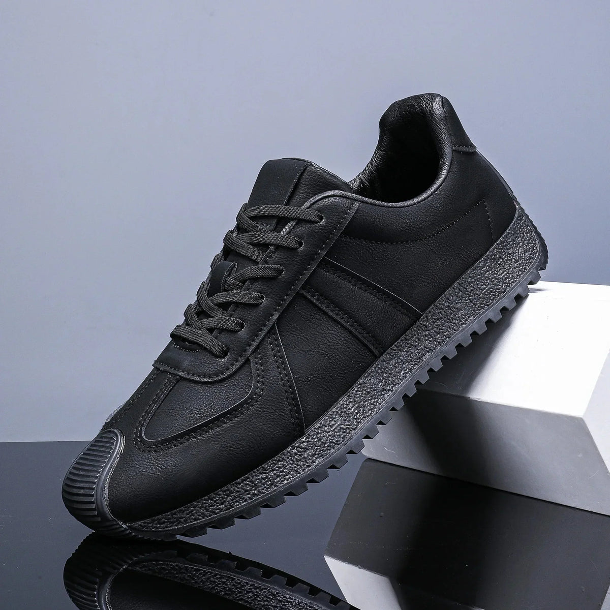 Retro Panel-Stitch Leather Sneakers