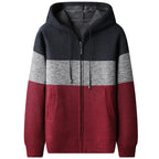 Striped Textured Wool Zip Hoodie