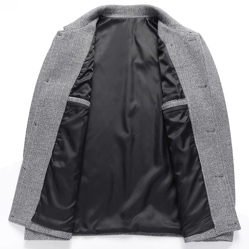 Textured Herringbone Wool Jacket