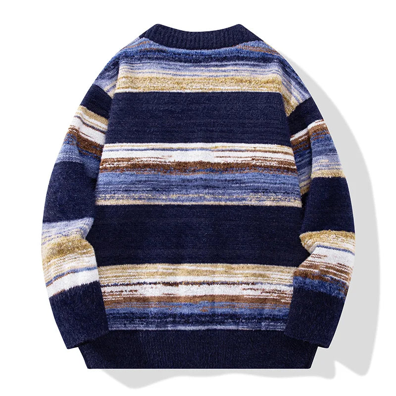 Earth And Blue Striped Knit Cardigan