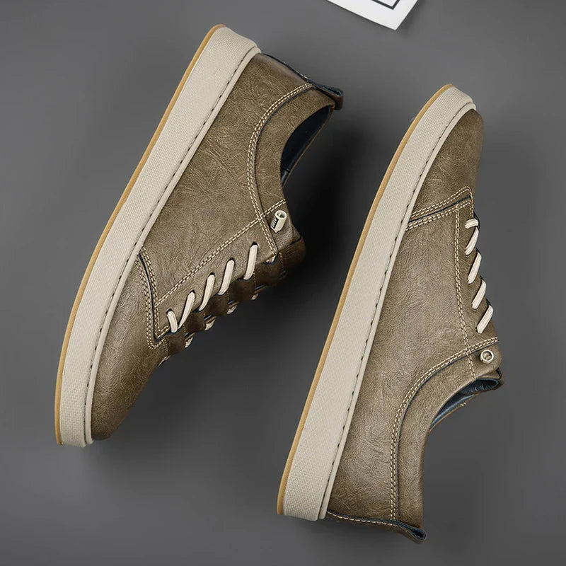 Classic Lace-Up Leather Sneakers