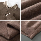 Striped Collar Quarter Button Sweater