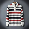 High Collar Striped Wool Sweater