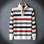 High Collar Striped Wool Sweater
