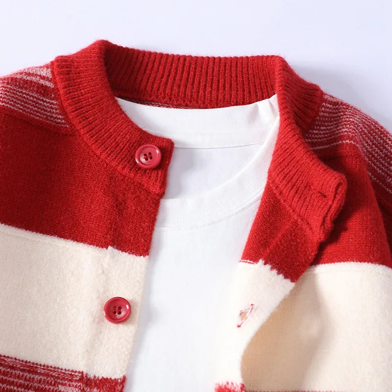 Horizontal Stripe Soft Knit Cardigan