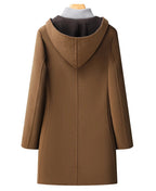Hooded Wool Blend Mid-Thigh Coat