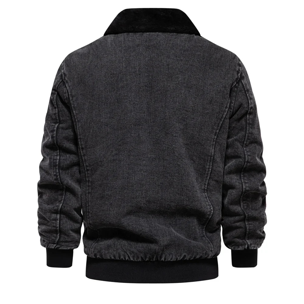 Fleece Lined Rugged Denim Jacket