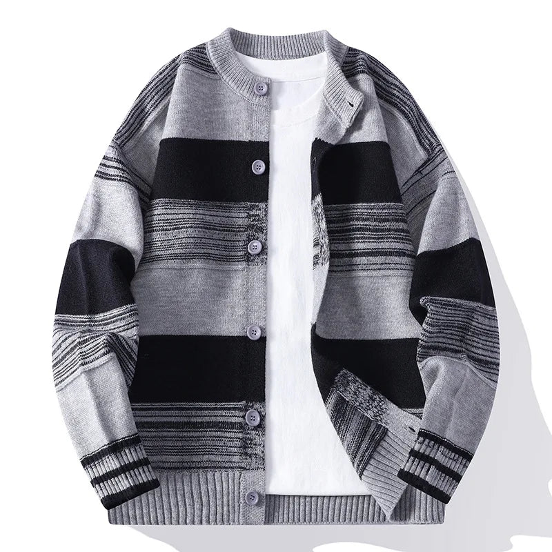 Horizontal Stripe Soft Knit Cardigan