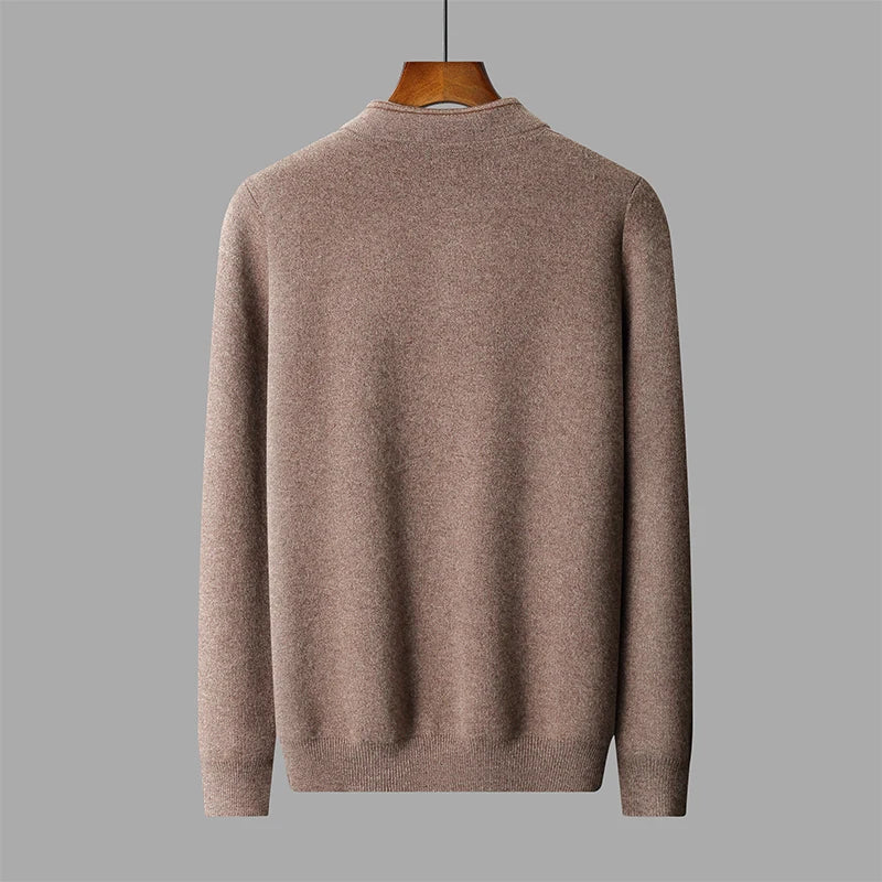 Striped Collar Quarter Button Sweater