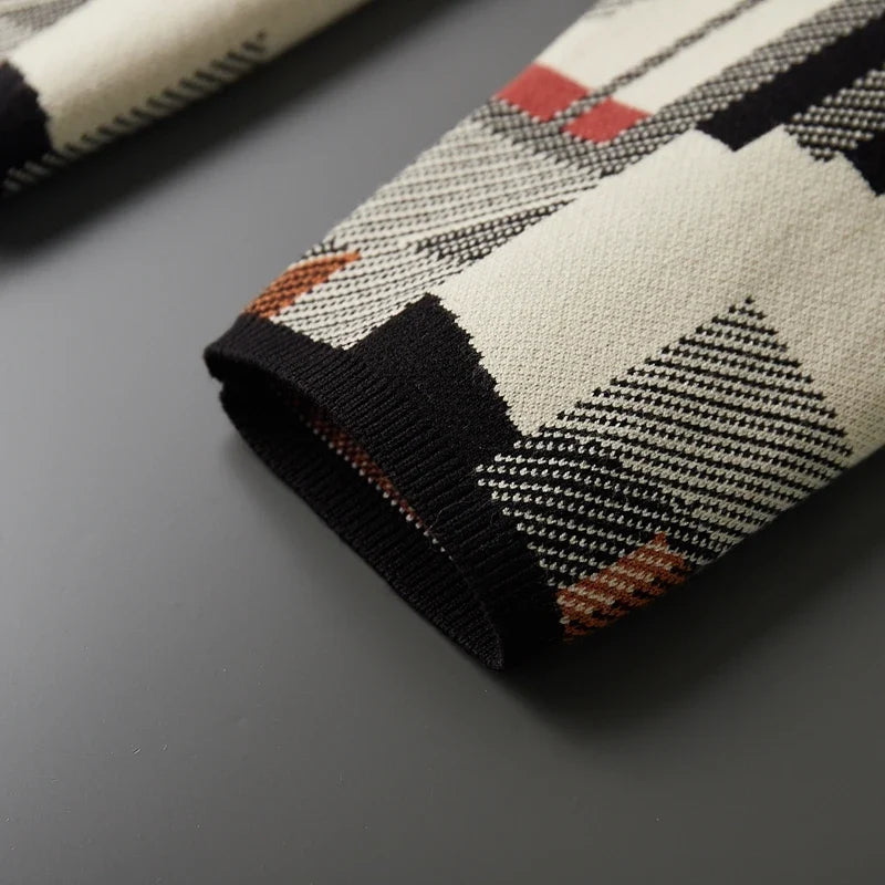 Abstract Pattern Wool Blend Cardigan