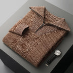 Cable Knit Half-Zip Wool Sweater
