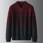 Full Zip Gradient Wool Sweater