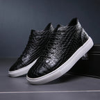 Croc-Embossed Leather Sneakers