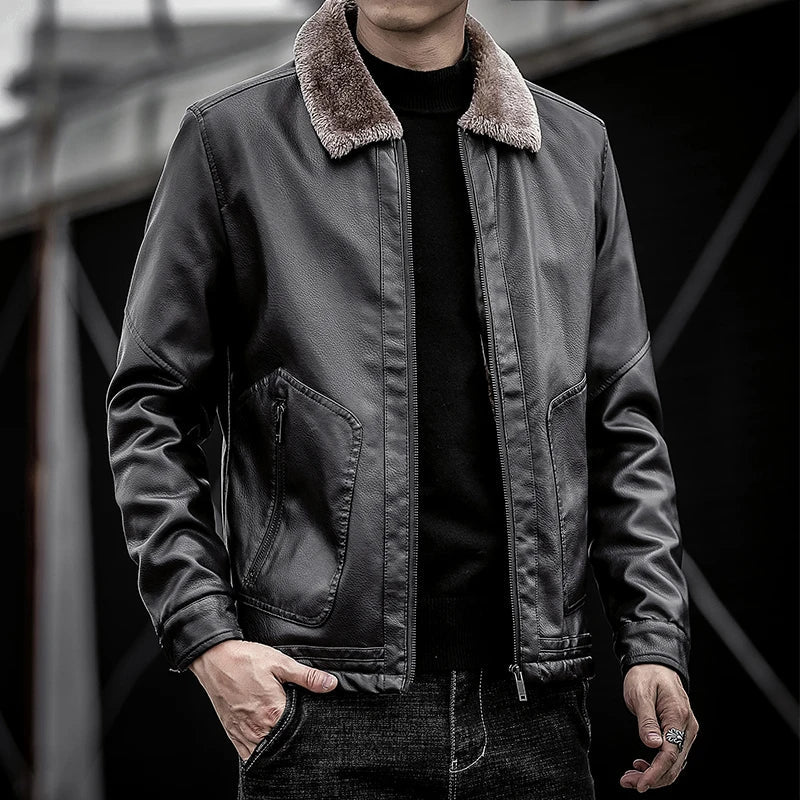 Fur Collar Premium Leather Jacket