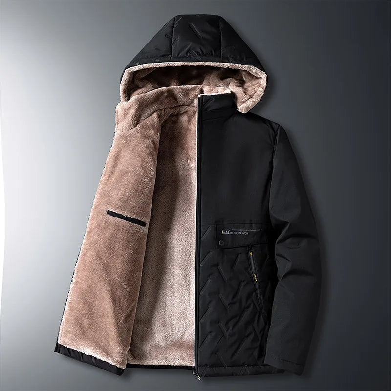 Quilted Fleece Lined Hooded Jacket