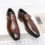 Brogue-Detail Buckle Dress Shoes